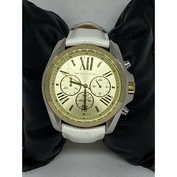 Michael Kors MK5605 Women's Leather Analog Gold Dial Quartz Genuine Watch XX486 - Picture 1 of 12